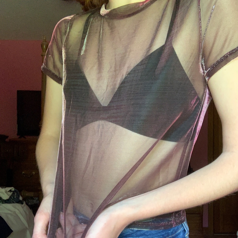 see-through shimmer shirt